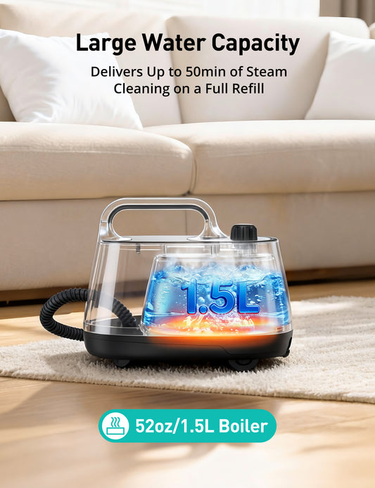 HawKam CA019 Steam Cleaner for Home, 293°F 58 PSI Powerful Multipurpose Handheld Steam Mop, 21 Attachments, 50Oz Capacity, Heavy Duty Steamer for Carpets, Floors, Cars, Tiles, Crack Cleaning, Turquoise
