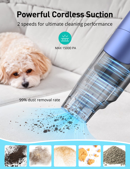 HawKam Cordless Handheld Vacuum, 24KPA Powerful Car Vacuum, Rechargeable, Charging Dock, Ergonomic Handle