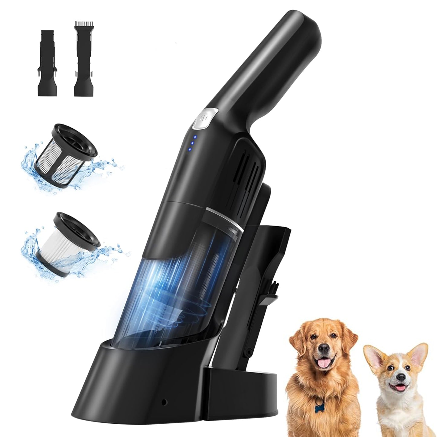 HawKam Cordless Handheld Vacuum, 24KPA Powerful Car Vacuum, Rechargeable, Charging Dock, Ergonomic Handle