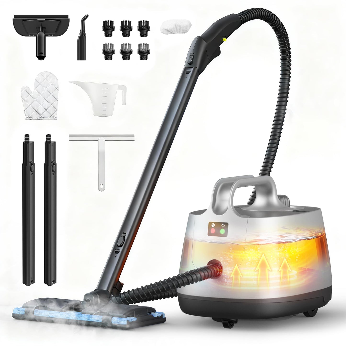 HawKam CA019 Steam Cleaner for Home, 293°F 58 PSI Powerful Multipurpose Handheld Steam Mop, 21 Attachments, 50Oz Capacity, Heavy Duty Steamer for Carpets, Floors, Cars, Tiles, Crack Cleaning, Turquoise