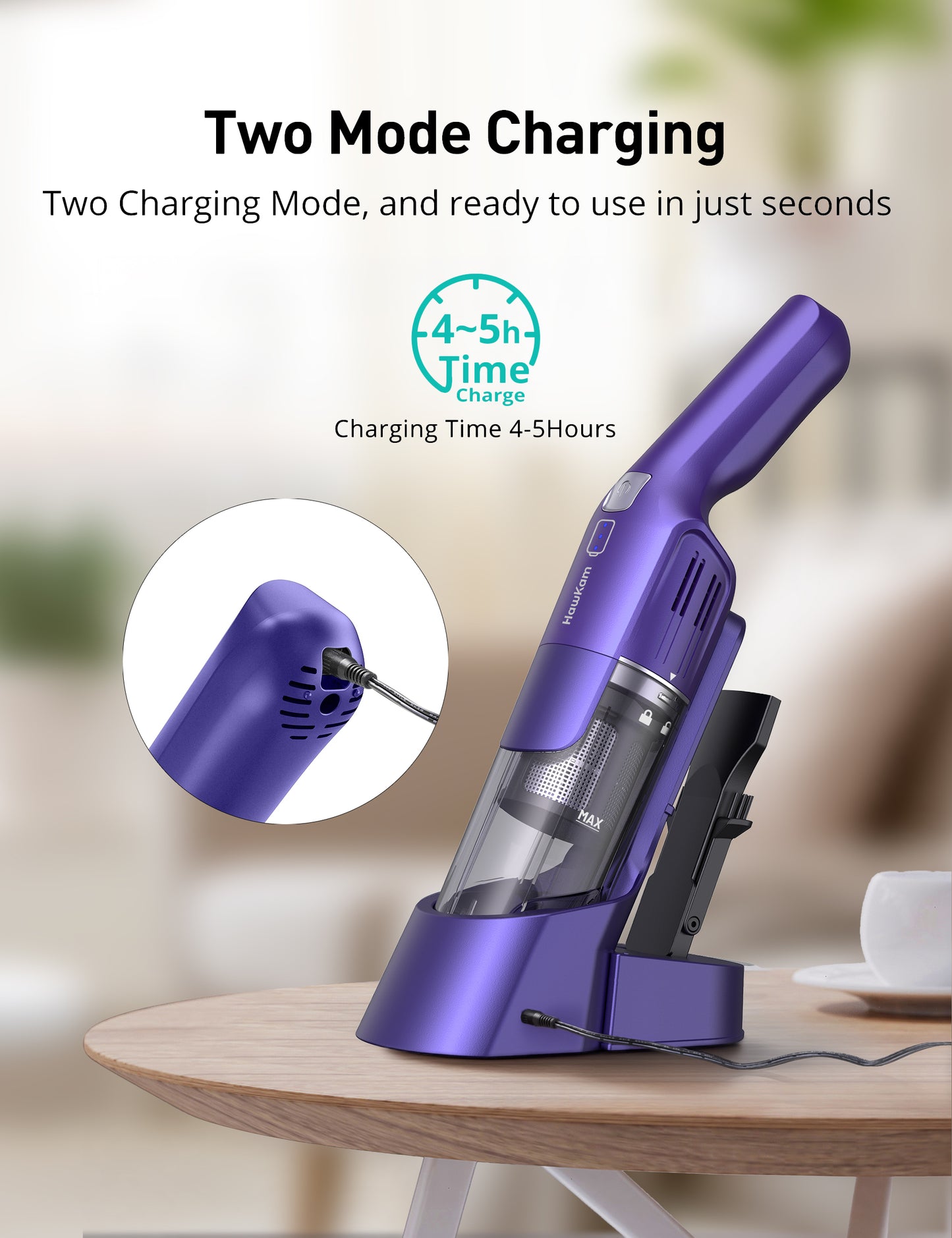 HawKam CA038 Handheld Vacuum Cordless, 24KPA Powerful, Rechargeable, Charging Dock, Ergonomic Handle, 2-in-1 Crevice Tool, 1.8lb Portable Vacuum Cleaner with 2-Speed for Car, Portable Car & Pet Hair Vacuum