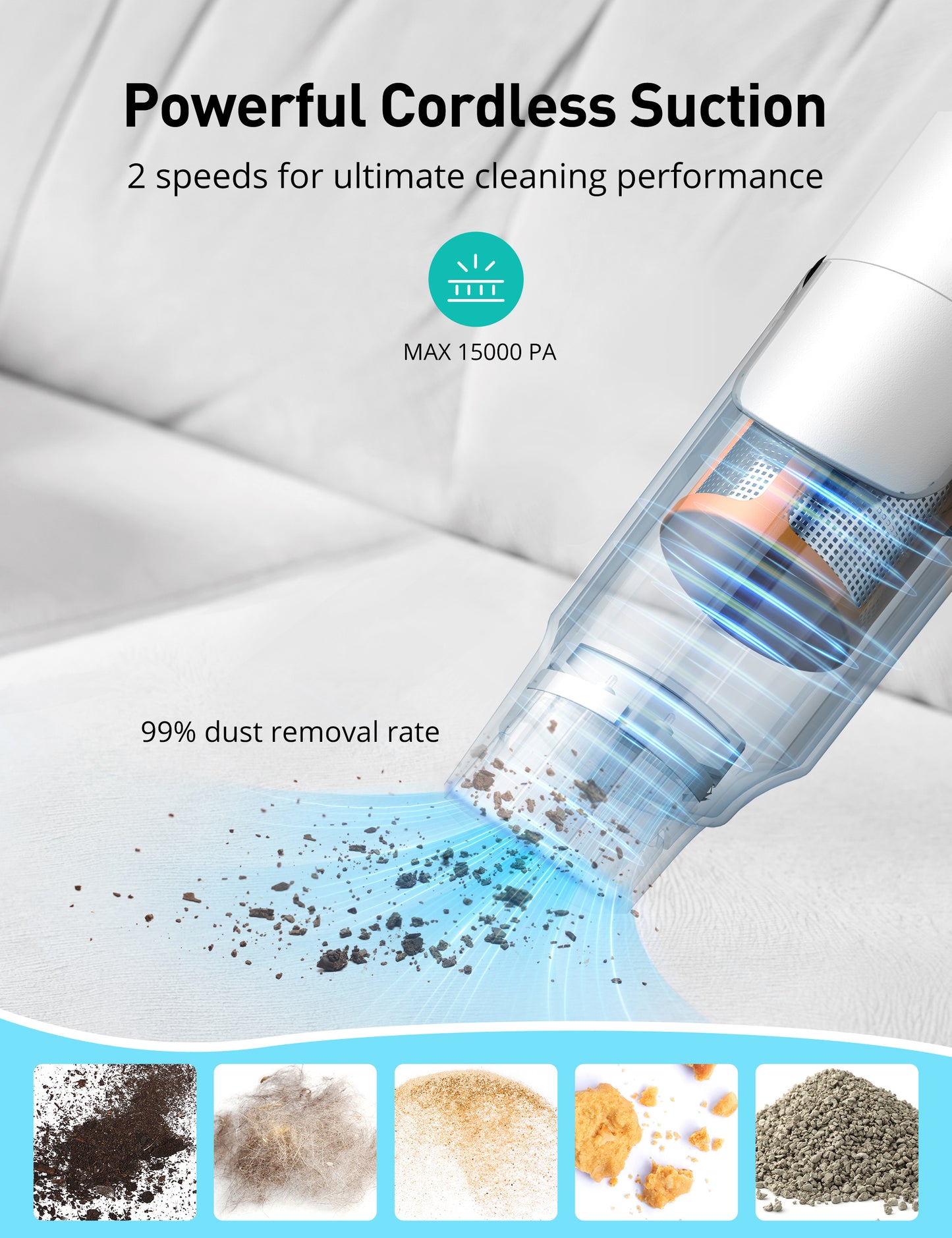 HawKam CA038 Cordless Handheld Vacuum, 24KPA Powerful Car Vacuum, Rechargeable, Charging Dock, Ergonomic Handle