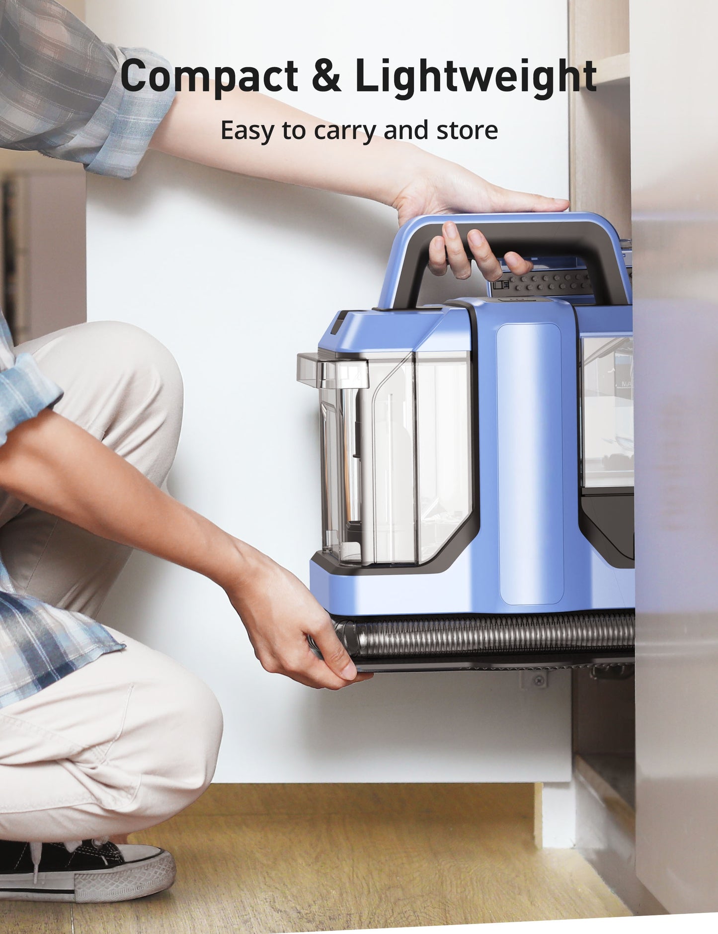 CA031   Carpet Cleaner Machines,18KPA Upholstery Cleaner Machine with 2 Cleaning Tools, Dual Large Tanks, Portable Lightweight Spot Cleaner Machine for Pet Stains, Carpet, Stairs, Couch, Car Seats