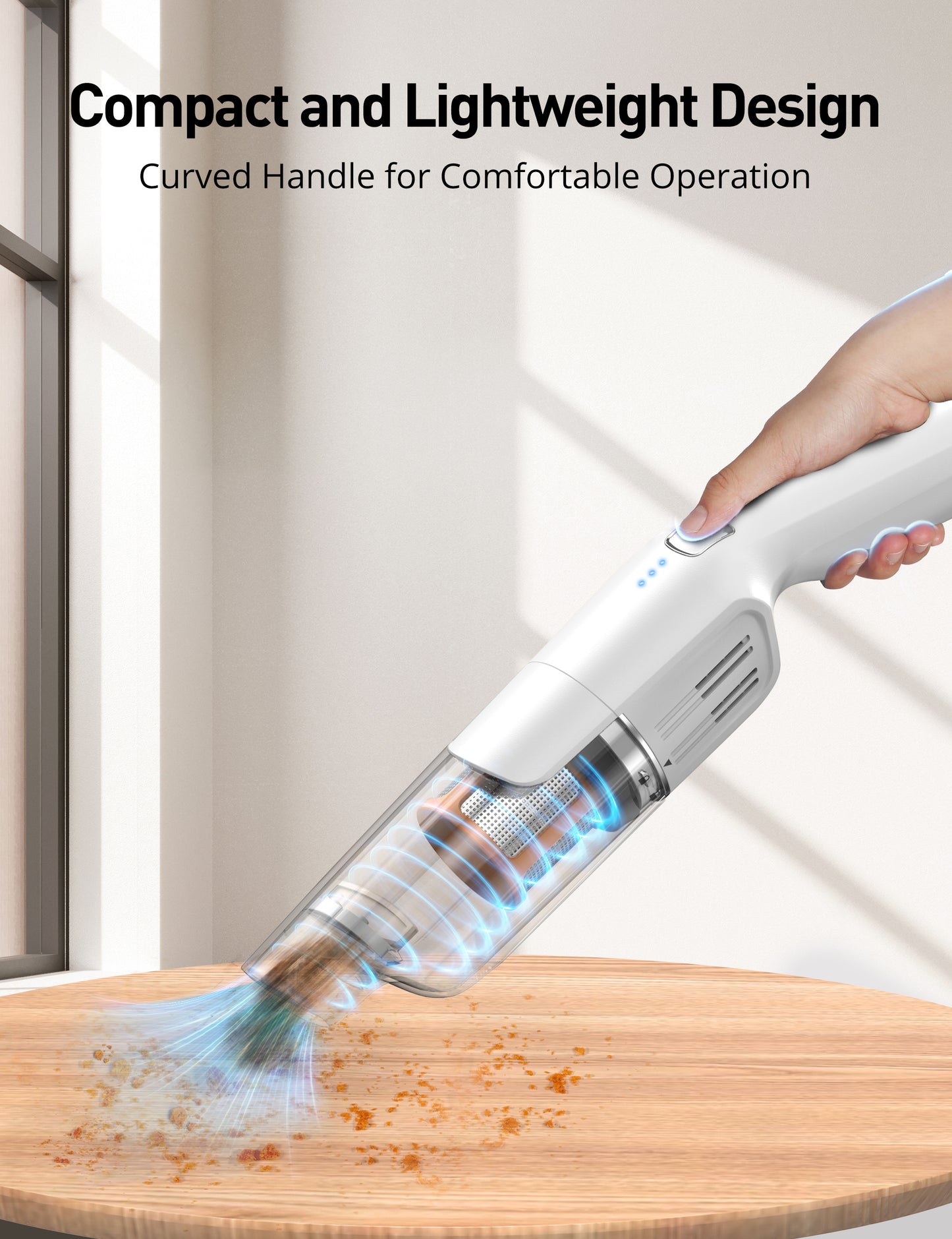 HawKam CA038 Cordless Handheld Vacuum, 24KPA Powerful Car Vacuum, Rechargeable, Charging Dock, Ergonomic Handle
