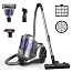 HawKam CA033 Canister Vacuum Cleaner, Bagless Vacuum Cleaner, Multi-Cyclonic Filtration, 2 Anti-Allergen HEPA Filters, 3.5QT Dust Cup, 4 Tools, Corded Vacuum for Hard Floor, Pet Hair, Wisteria