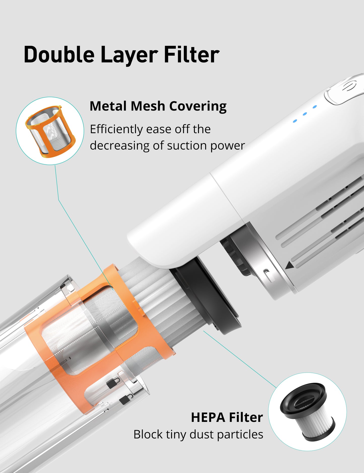 HawKam CA038 Cordless Handheld Vacuum, 24KPA Powerful Car Vacuum, Rechargeable, Charging Dock, Ergonomic Handle