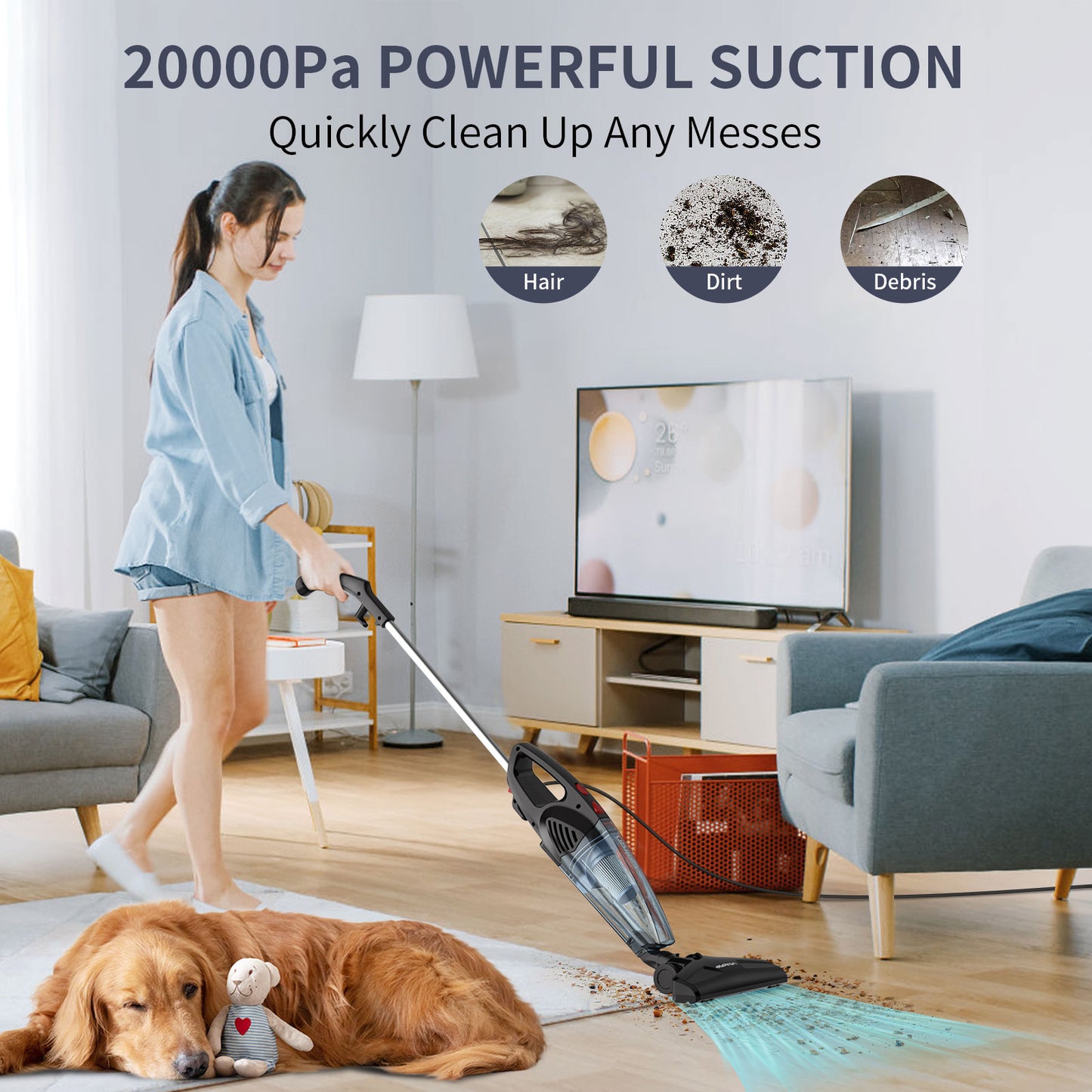 Hawkam Corded Handheld Lightweight Bagless Vacuum Cleaner with 20kPa Powerful Suction
