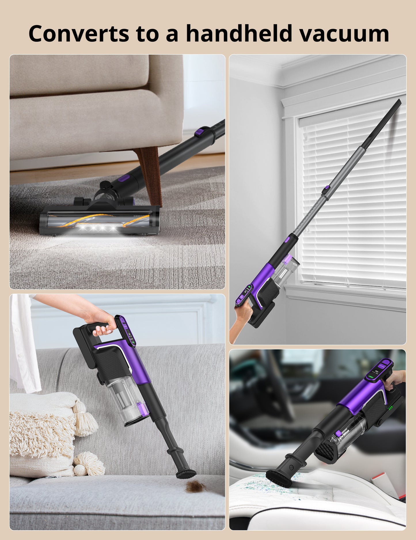Hawkam Cordless Vacuum Cleaner 550W/55KPA Cordless Stick Vacuum Cleaner with Smart Display Screen