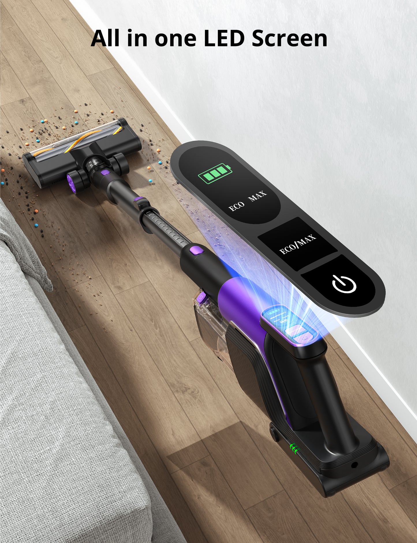 Hawkam Cordless Vacuum Cleaner 550W/55KPA Cordless Stick Vacuum Cleaner with Smart Display Screen