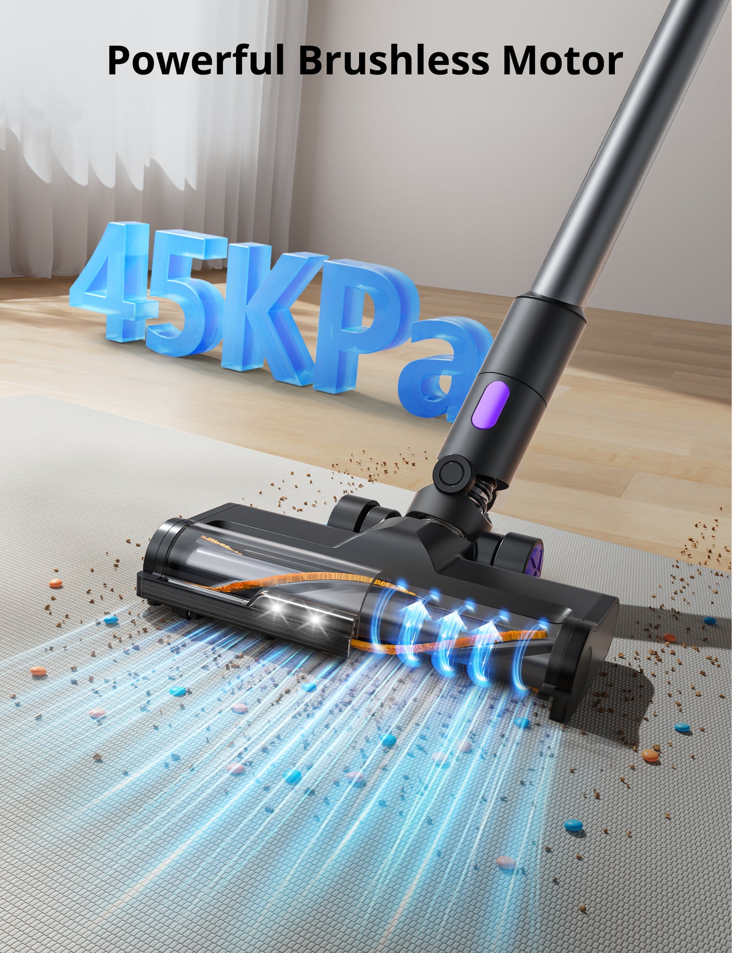 Hawkam Cordless Vacuum Cleaner 550W/55KPA Cordless Stick Vacuum Cleaner with Smart Display Screen