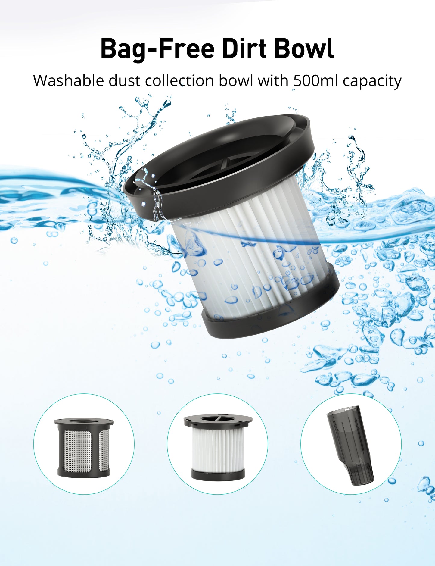 HawKam CA038 Cordless Handheld Vacuum, 24KPA Powerful Car Vacuum, Rechargeable, Charging Dock, Ergonomic Handle