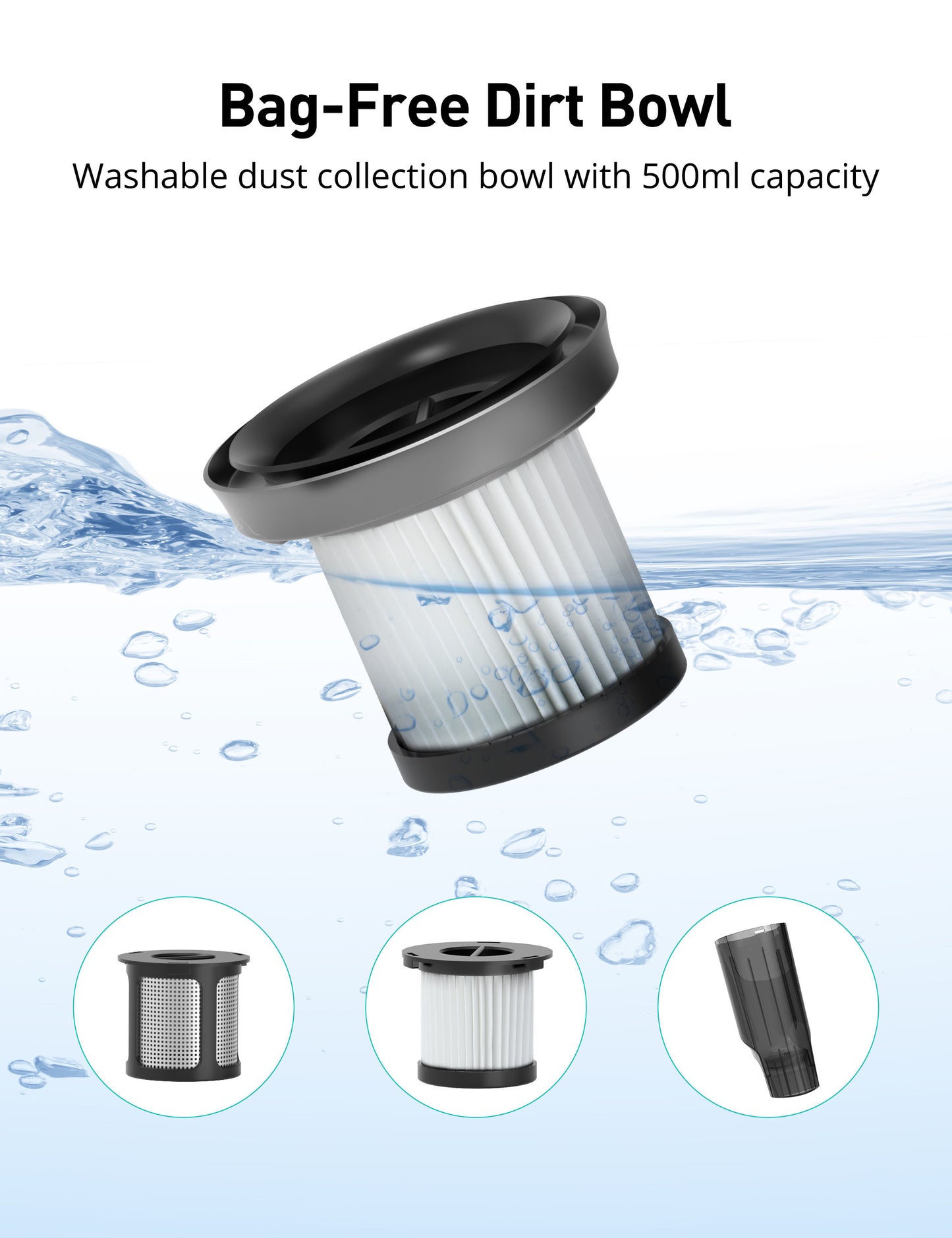 HawKam Cordless Handheld Vacuum, 24KPA Powerful Car Vacuum, Rechargeable, Charging Dock, Ergonomic Handle