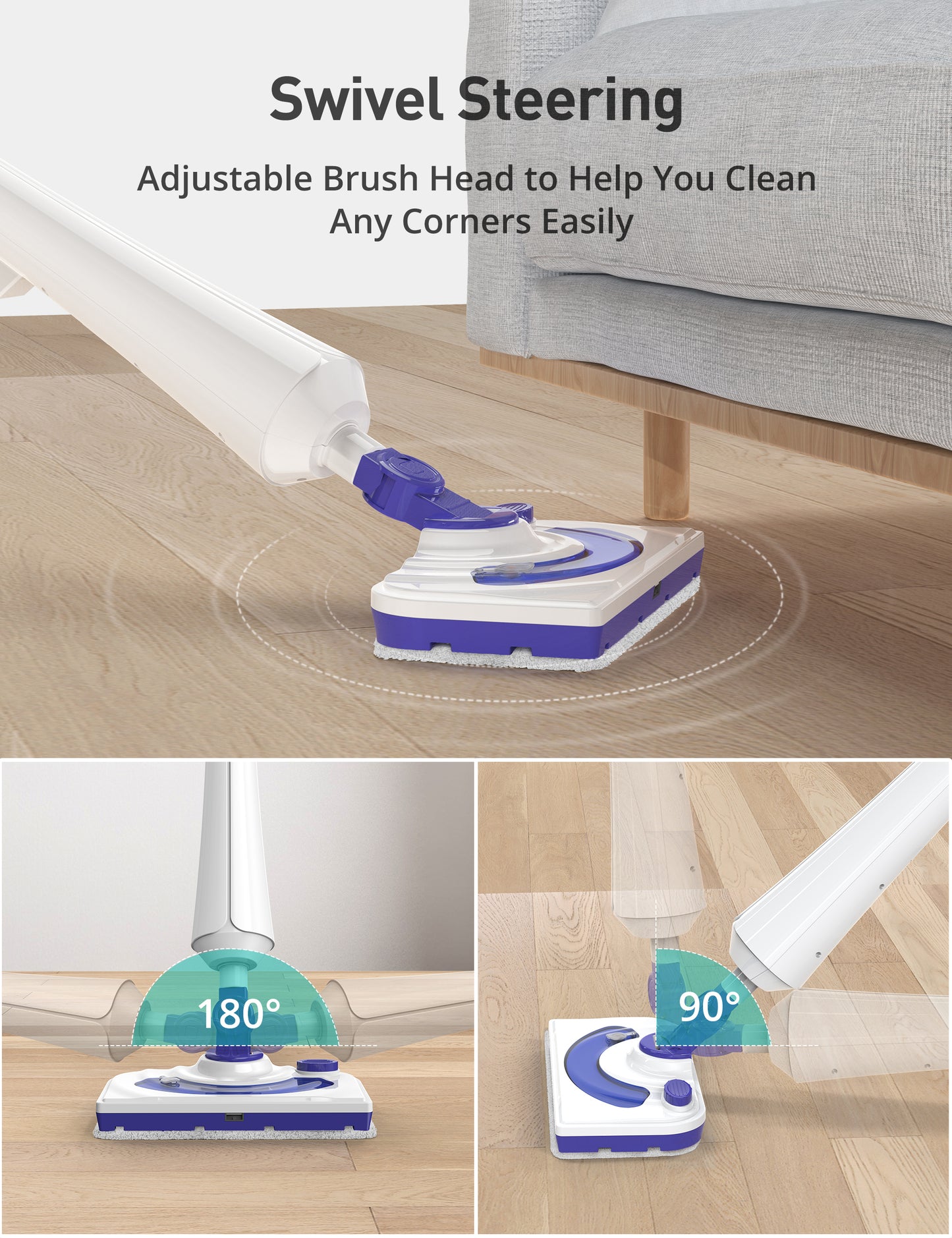 HawKam CA044 Professional Steam Mop Cleaner, 1300W Floor Steamer with Detergent Chamber, 25S Heat Up, Lightweight Steamer for Cleaning with 2 Washable Pads, Safe for Tiles, Upholstery, Carpet, Hardwood, Blue