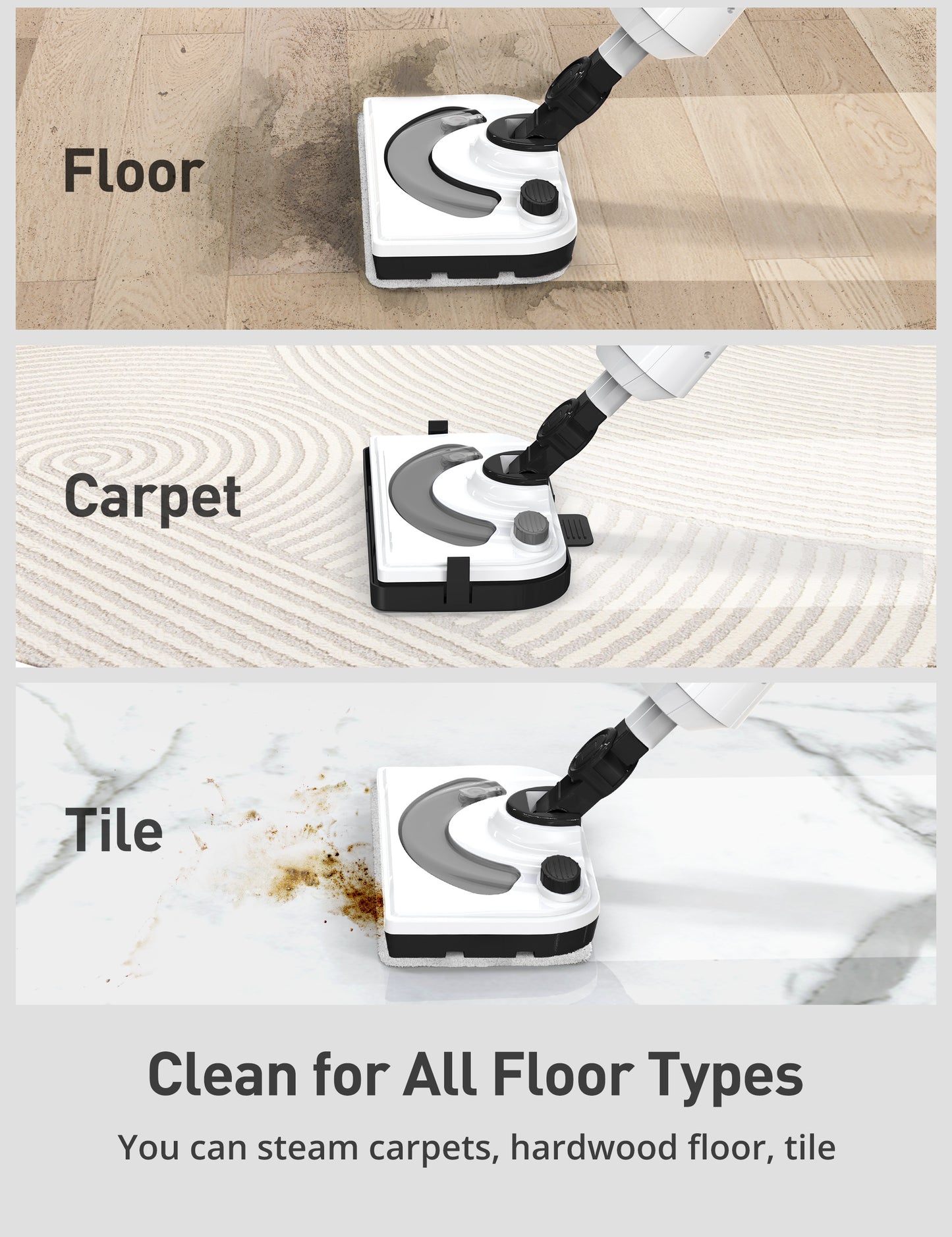 Professional Steam Mop Cleaner, 1300W Floor Steamer with Detergent Chamber, 25S Heat Up, Lightweight Steamer for Cleaning with 2 Washable Pads, Safe for Tiles, Upholstery, Carpet, Hardwood, Blue