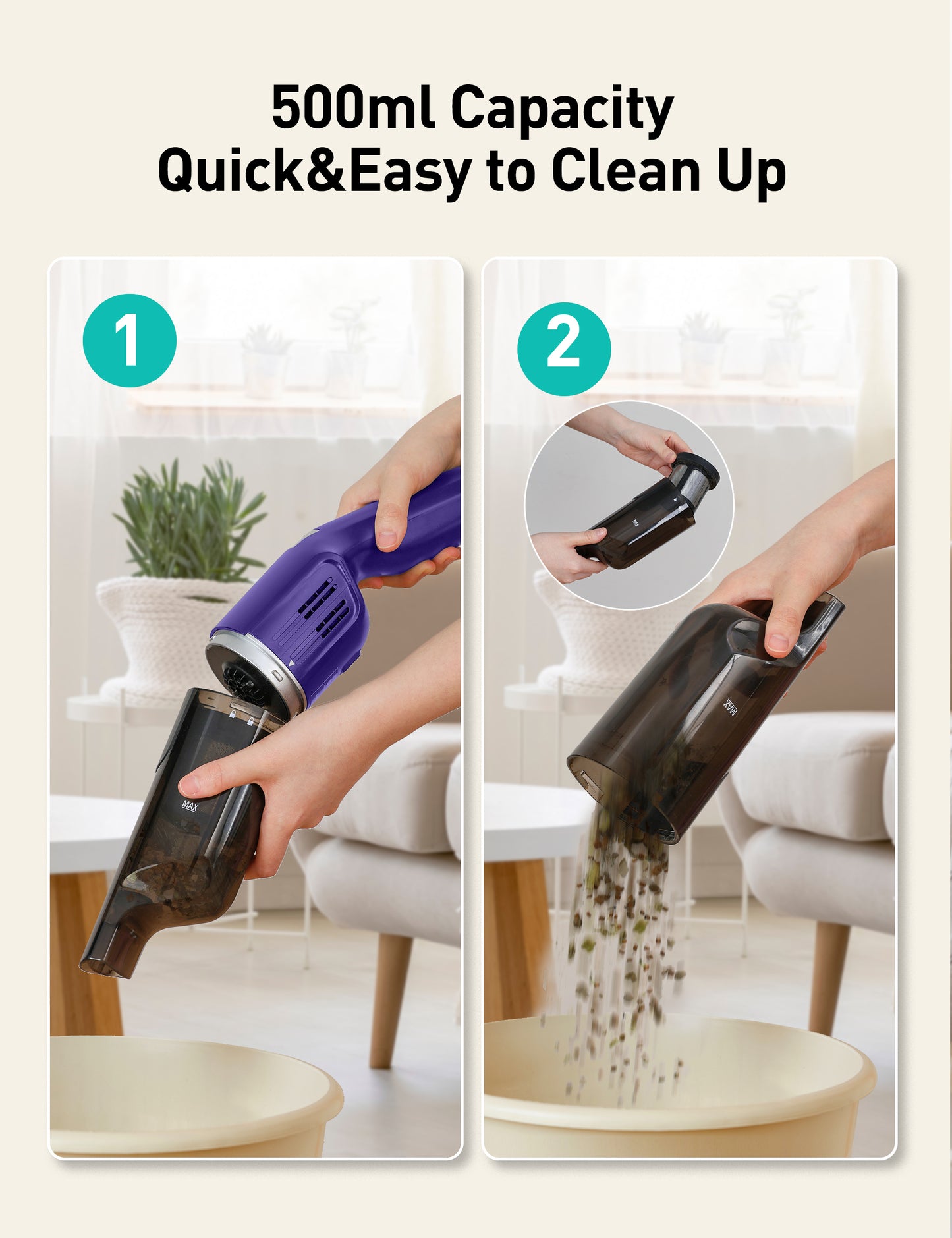 HawKam CA038 Handheld Vacuum Cordless, 24KPA Powerful, Rechargeable, Charging Dock, Ergonomic Handle, 2-in-1 Crevice Tool, 1.8lb Portable Vacuum Cleaner with 2-Speed for Car, Portable Car & Pet Hair Vacuum