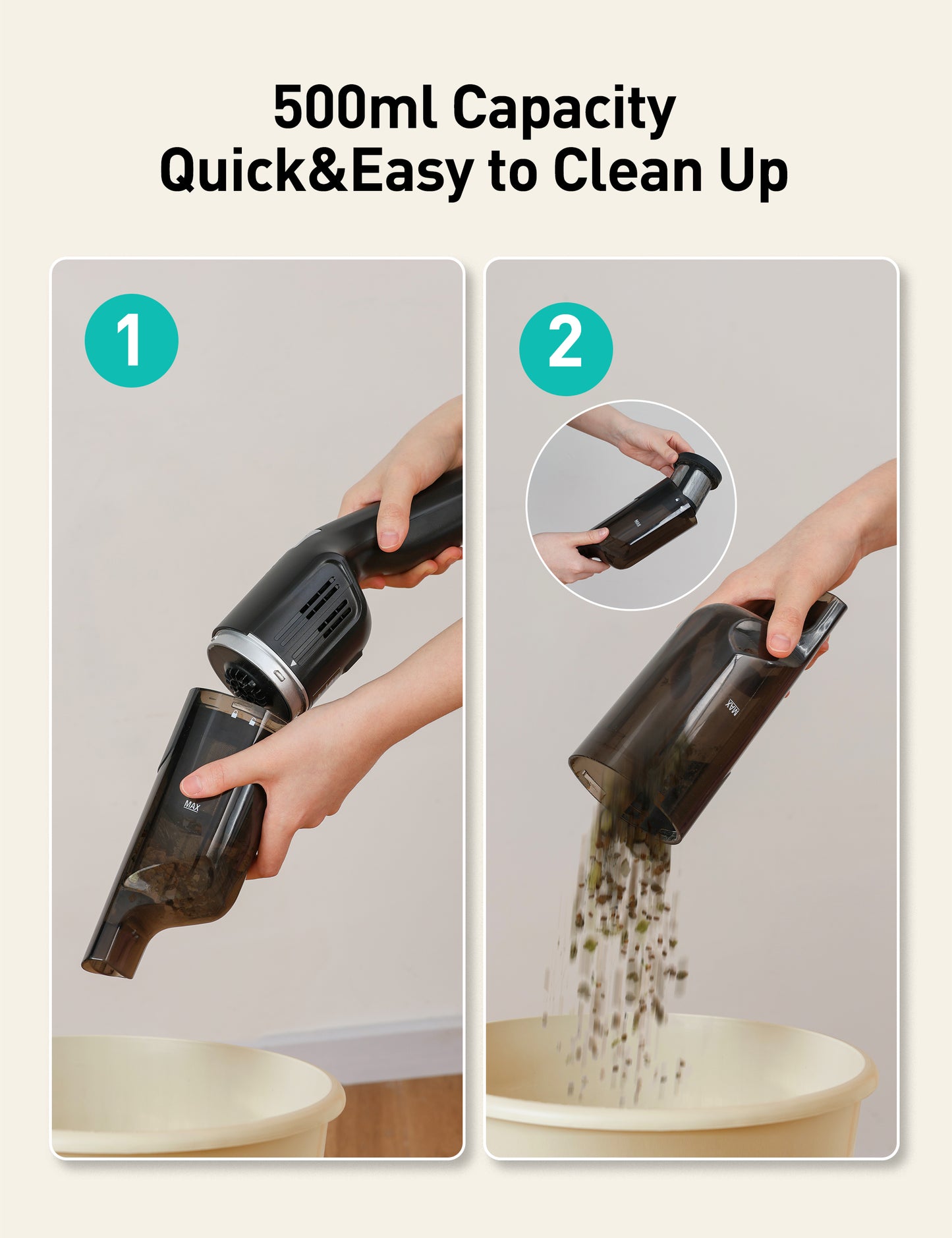 HawKam CA038 Cordless Handheld Vacuum, 24KPA Powerful Car Vacuum, Rechargeable, Charging Dock, Ergonomic Handle