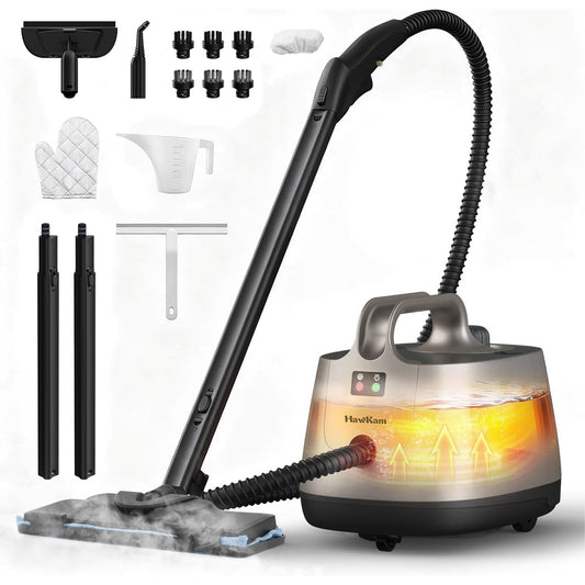 HawKam CA019 Steam Cleaner for Home, 293°F 58 PSI Powerful Multipurpose Handheld Steam Mop, 21 Attachments, 50Oz Capacity, Heavy Duty Steamer for Carpets, Floors, Cars, Tiles, Crack Cleaning, Turquoise